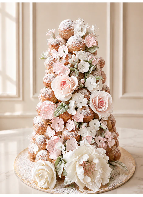 Croquembouche azucar y flores 120u