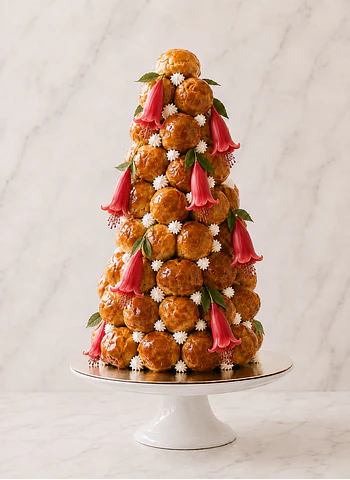 Croquembouche Caramelo y Copihues 120u