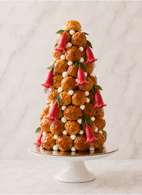 Croquembouche Caramelo y Copihues 120u