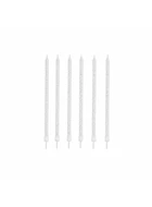 6 Velas blancas con plateado I 16cm