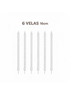 6 Velas blancas con plateado I 16cm