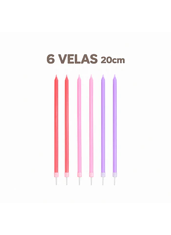 6 Velas de cumpleaños colores I 20cm
