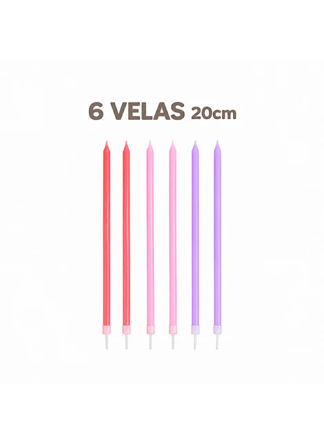 6 Velas de cumpleaños colores I 20cm
