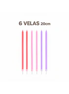 6 Velas muy altas de cumpleaños colores I 20cm