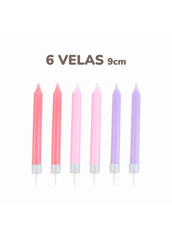 6 Velas Cumpleaños Colores I 9cm