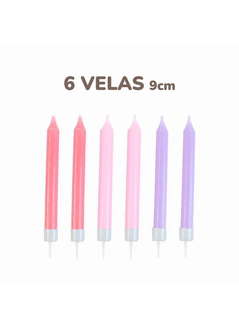 6 Velas Cumpleaños Colores I 9cm