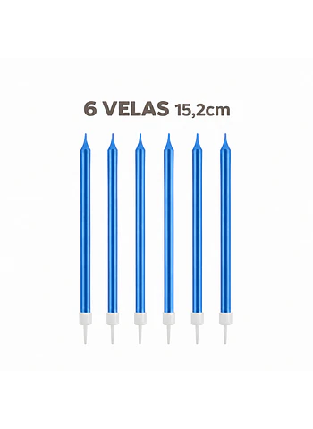 6 Velas azules I 15,2cm