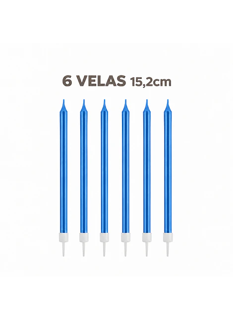 6 Velas azules I 15,2cm