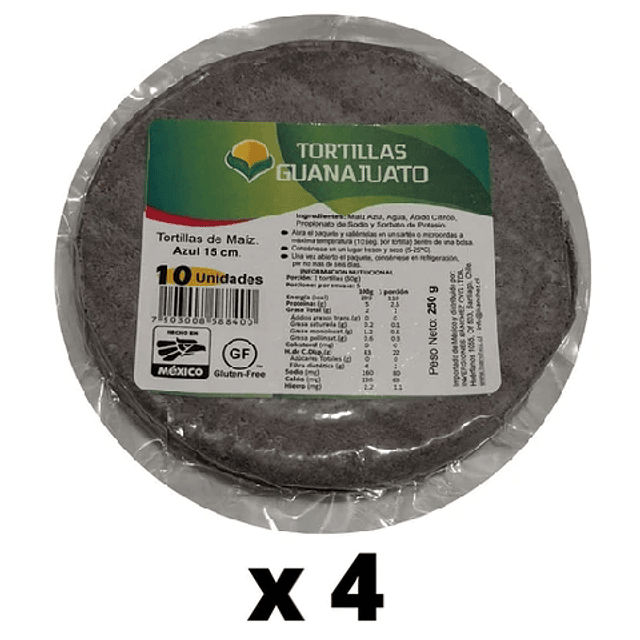 Tortillas de Maiz azul 4 unidades