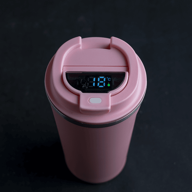 Vaso térmico digital color rosa