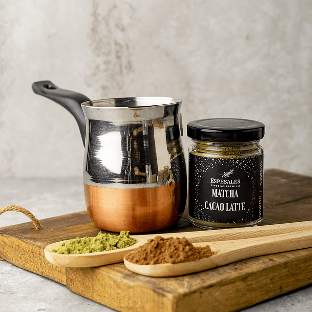 Matcha Cacao latte + Lechero de acero