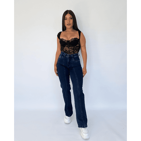JEANS RECTO CON LINEA AZUL OSCURO NACIONAL JF2511-R2