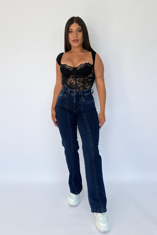 JEANS RECTO CON LINEA AZUL OSCURO NACIONAL JF2511-R2