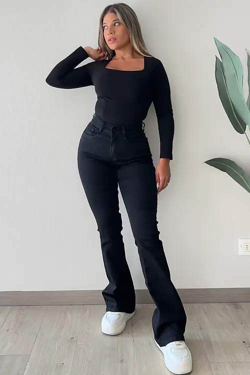 JEANS FLARE NEGRO CLÁSICO NACIONAL JF2602-FN