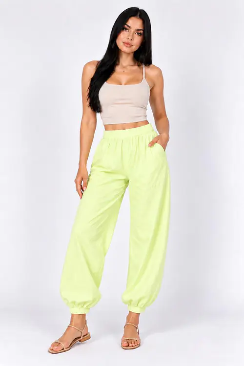 PANTALÓN BOMBACHO L260404 - VERDE LIMÓN