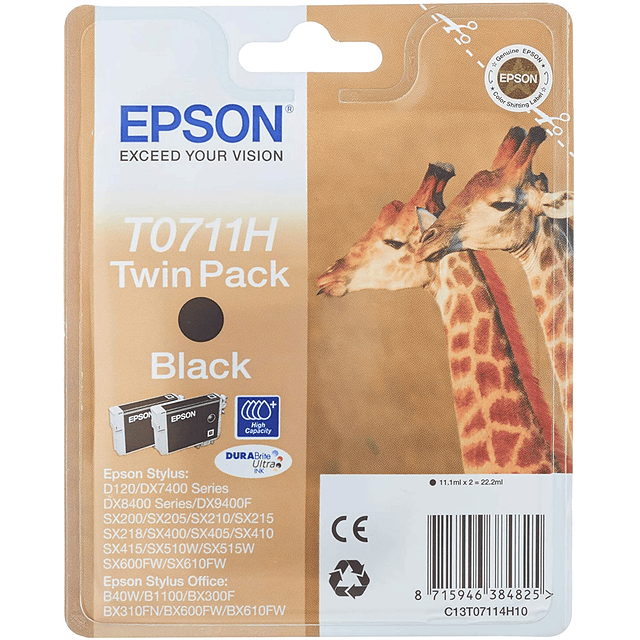 Pack Tinteiros Epson T0711H Preto C13T07114H20 11,1ml