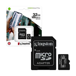 CARTÃO MEMÓRIA MICROSD KINGSTON 32GB SDCS2 R A1 100B/S CLASSE 10 COM ADAPTADOR