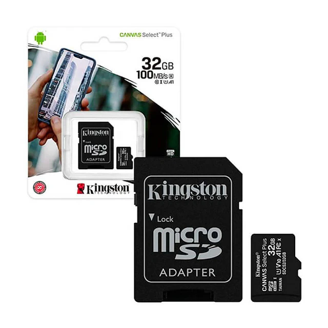 CARTÃO MEMÓRIA MICROSD KINGSTON 32GB SDCS2 R A1 100B/S CLASSE 10 COM ADAPTADOR