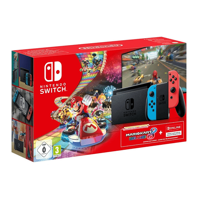 Consola Nintendo Switch V2 Azul/Vermelha + Jogo Mario Kart 8 Deluxe 