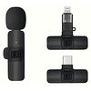 Klack K8 Microfone Sem Fios com Redução de Ruído Compatível com iPhone e USB-C 20m