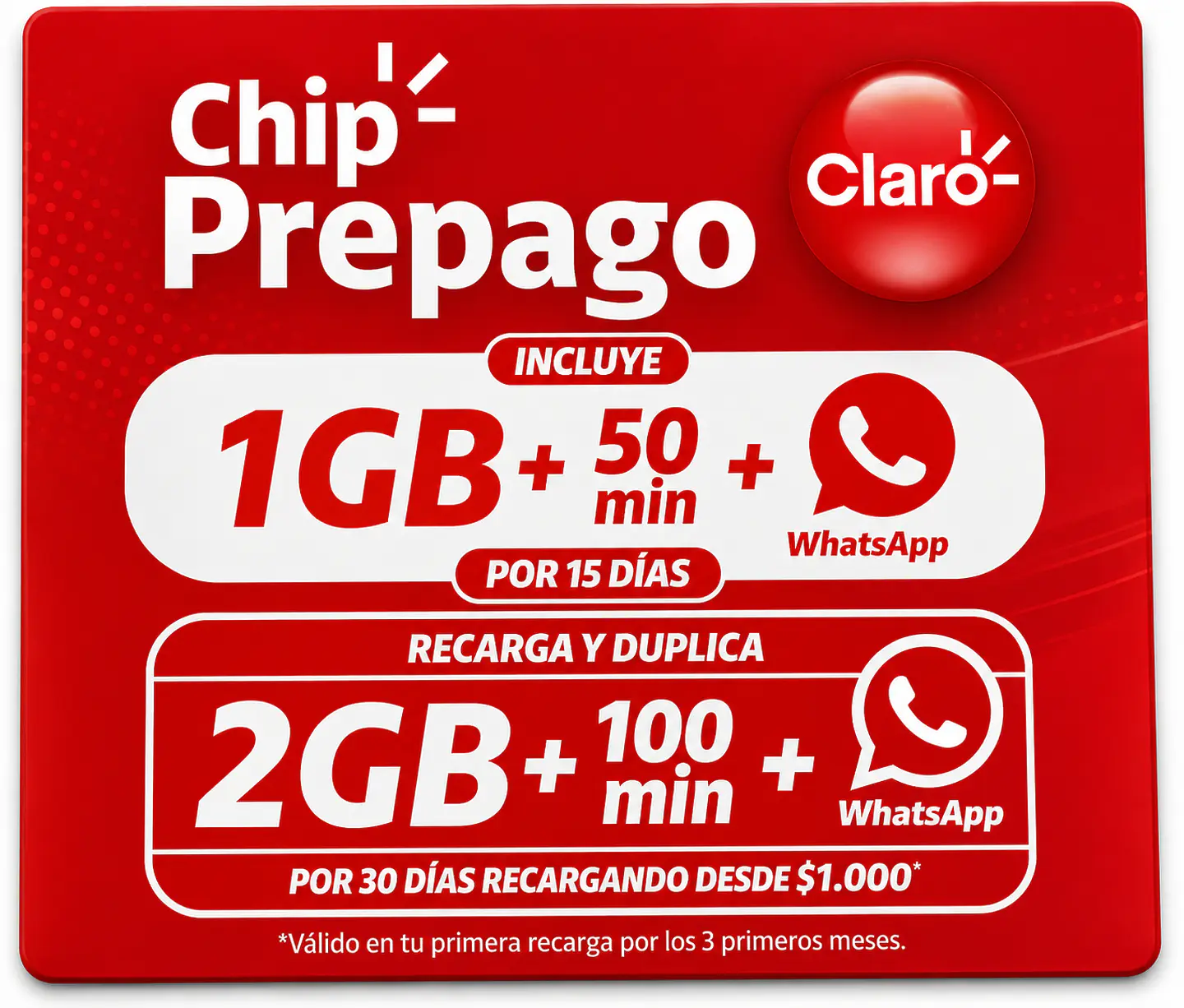 PACK DE 10 CHIP  CLARO 1
