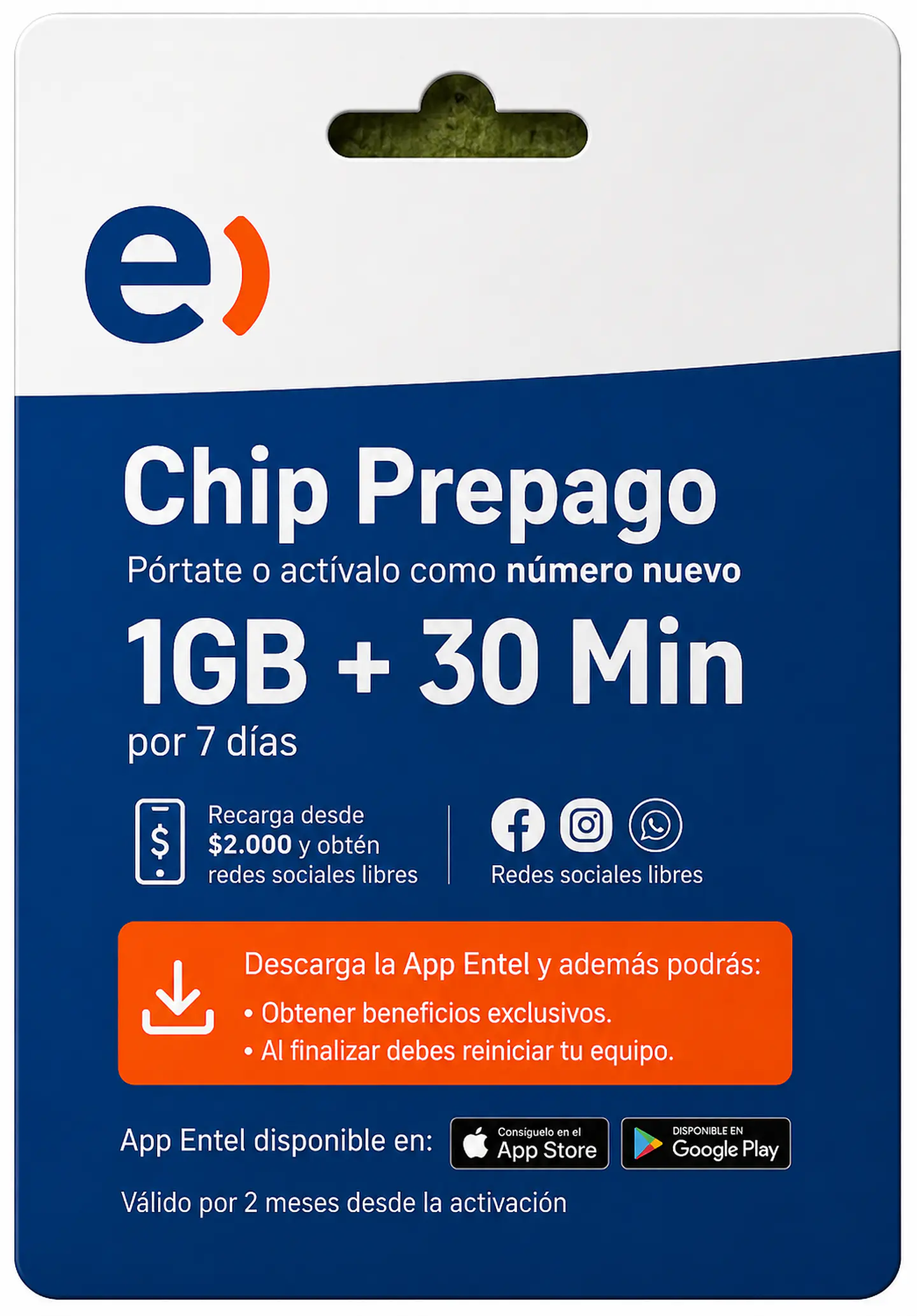 PACK DE 10 CHIP ENTEL  1