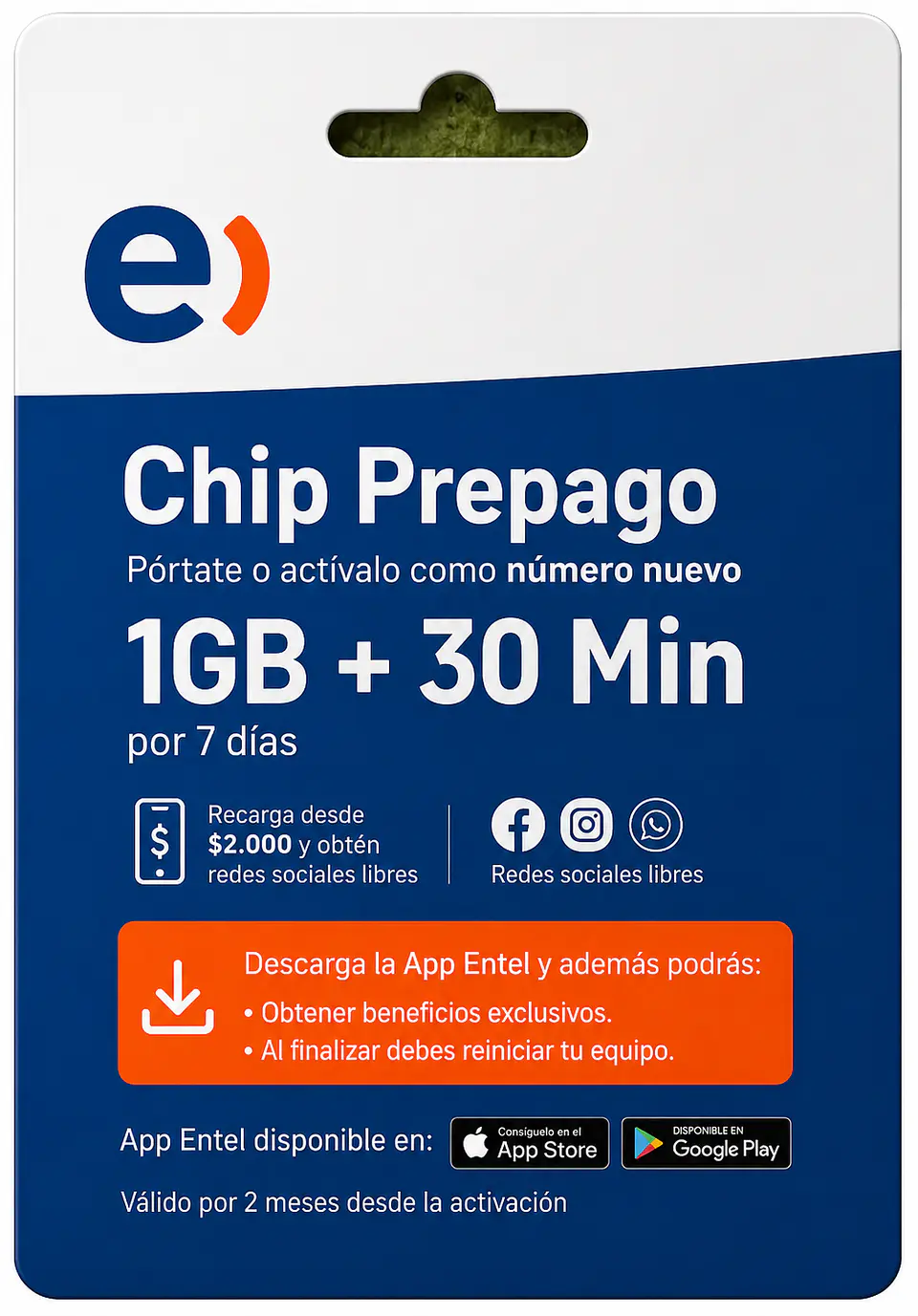 PACK DE 10 CHIP ENTEL  1