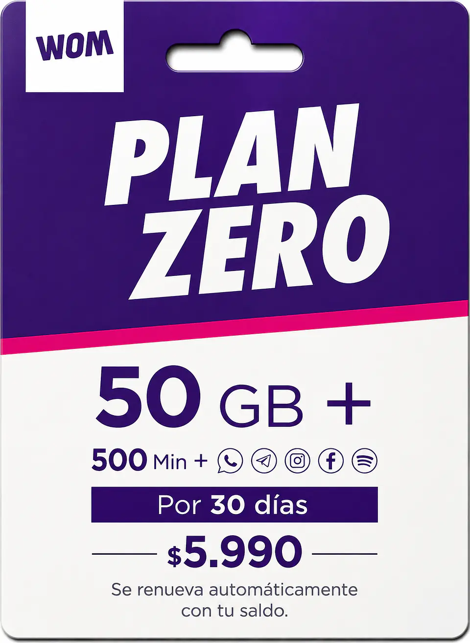 CHIP PLANZERO DE WON  50 GB 500 MINUTOS 1