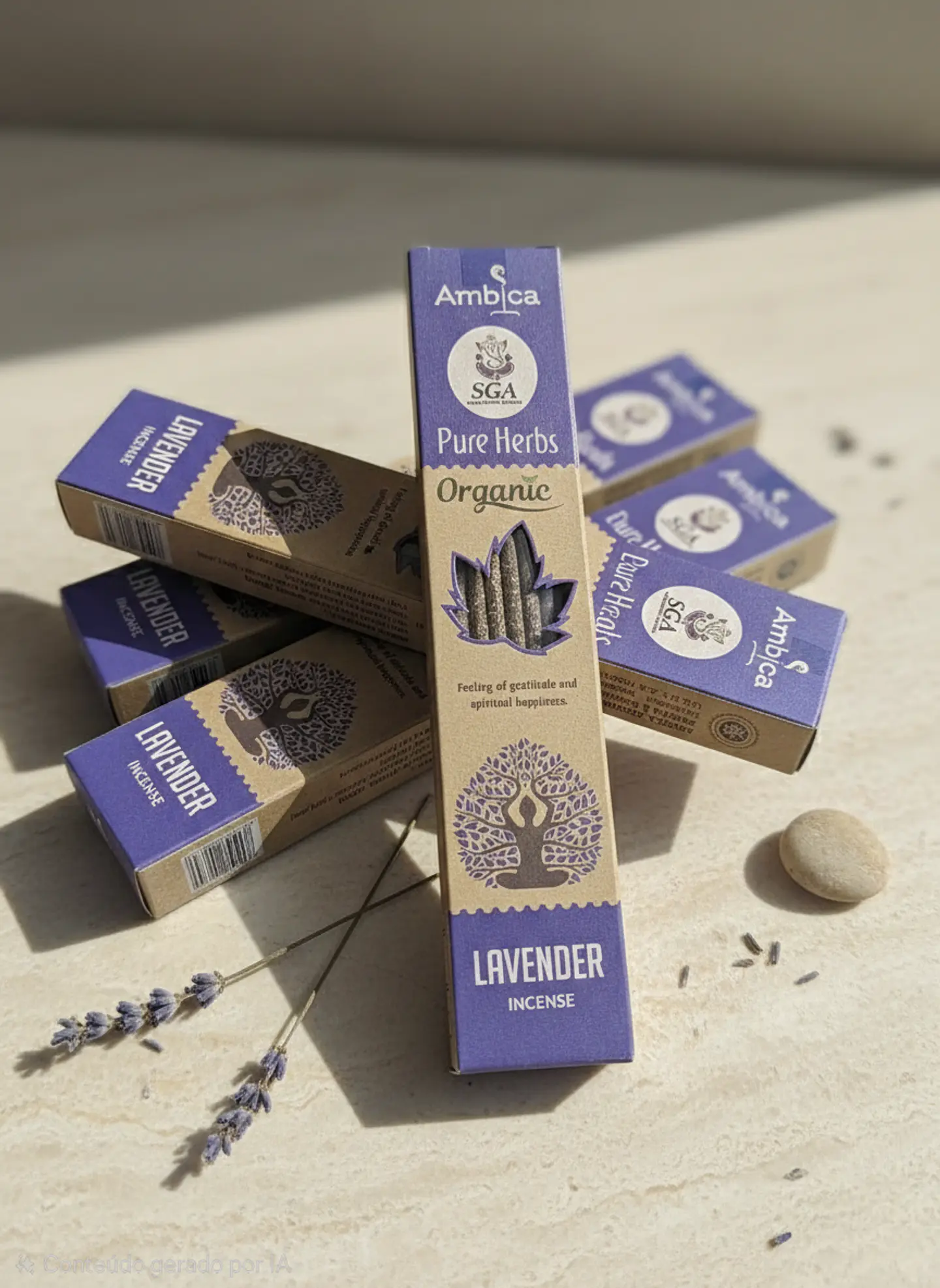 Incenso Orgânico Pure Herbs Ambica - Lavanda 1