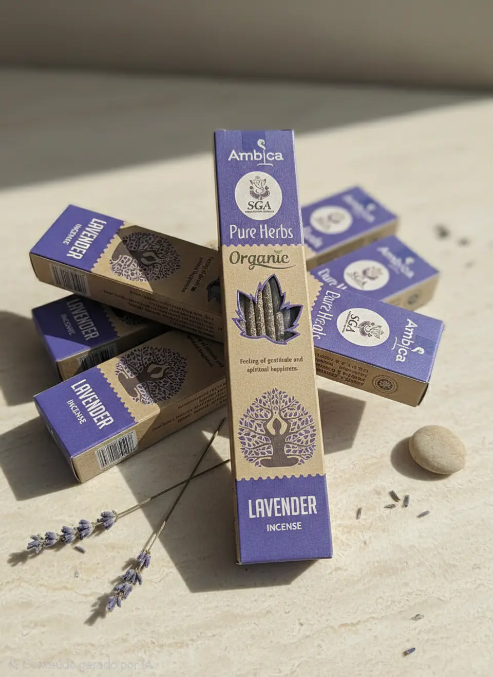 Incenso Orgânico Pure Herbs Ambica - Lavanda 1