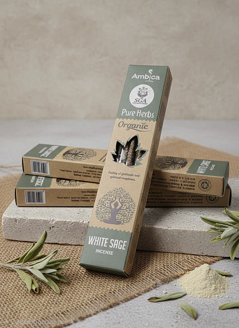 Incenso Orgânico Pure Herbs Ambica - Salvia Branca