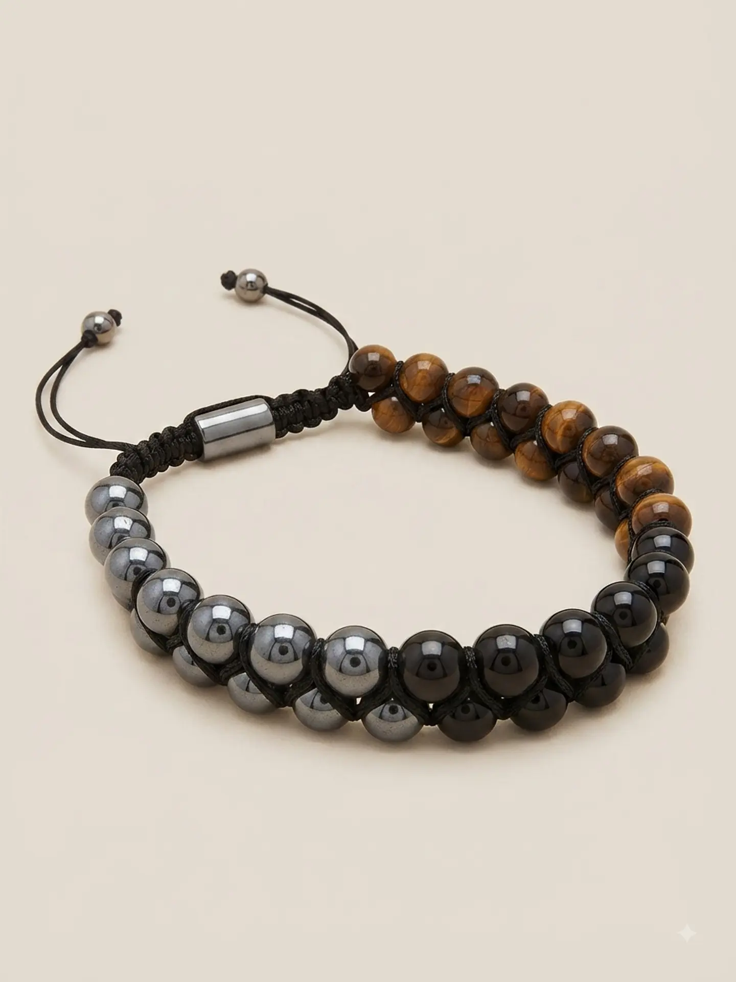 Pulseira Tripla Proteção – Olho de Tigre, Ónix e Hematite 1