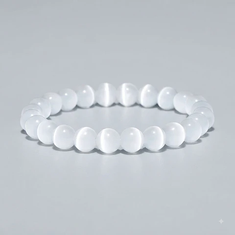 Pulseira de Selenita 8mm: Luz, Proteção e Paz Interior