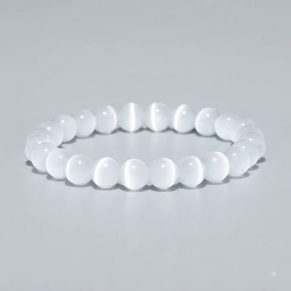 Pulseira de Selenita 8mm: Luz, Proteção e Paz Interior 1