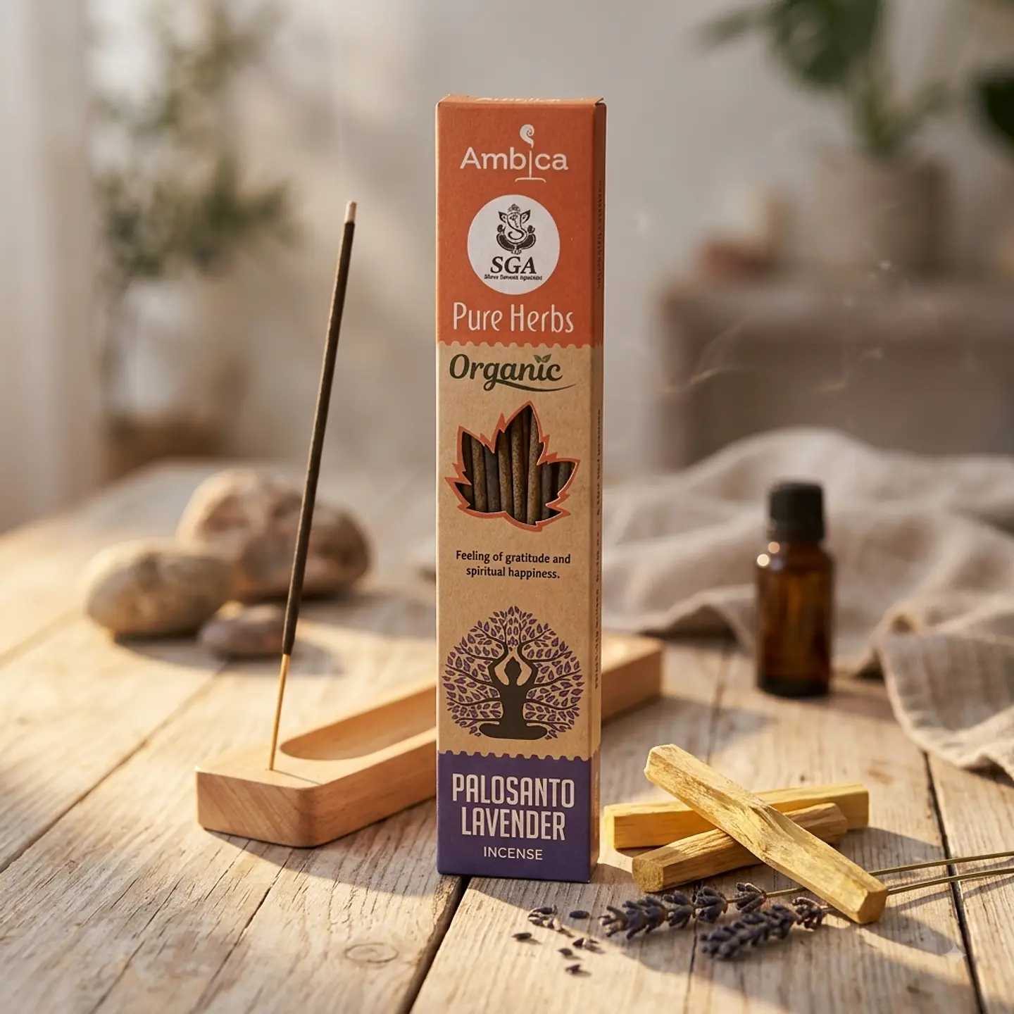 Incenso Orgânico Pure Herbs Ambica - Palo Santo & Lavanda 1
