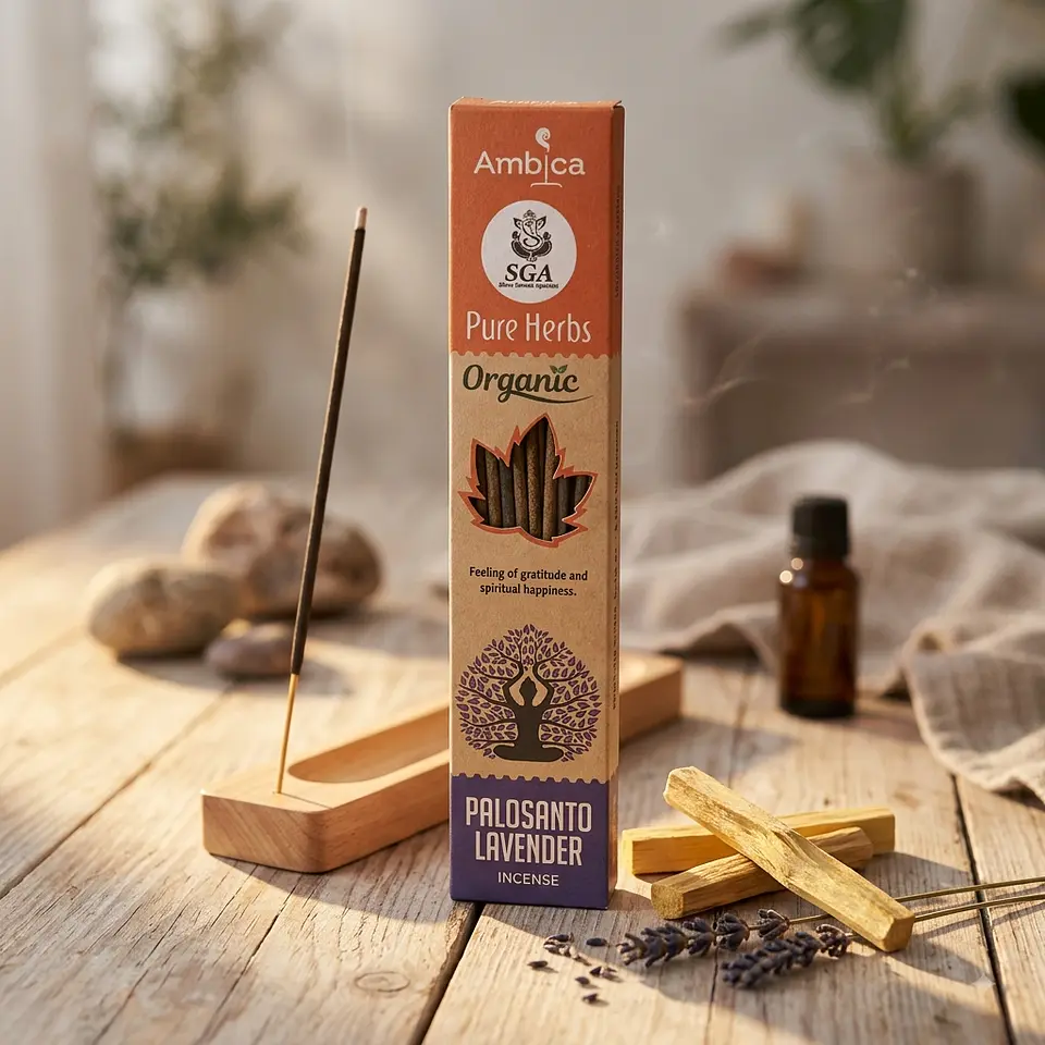 Incenso Orgânico Pure Herbs Ambica - Palo Santo & Lavanda 1