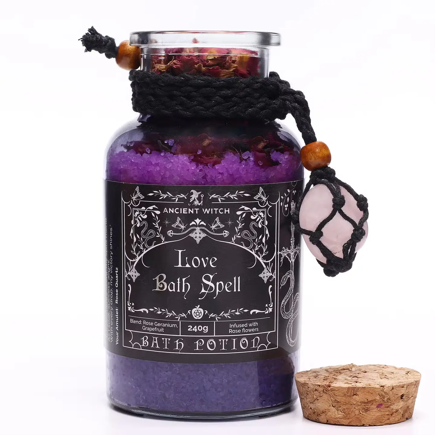 Poção de Banho Mágicas Ancient Witch e Amuleto de Quartzo Rosa - Amor 2