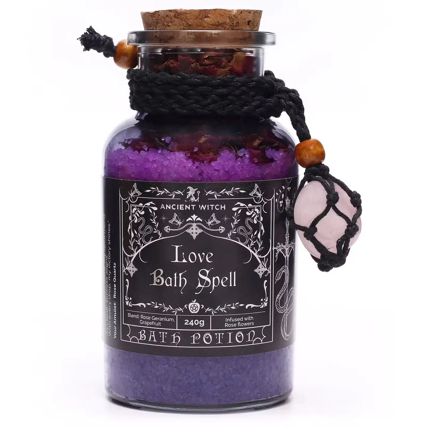 Poção de Banho Mágicas Ancient Witch e Amuleto de Quartzo Rosa - Amor 1