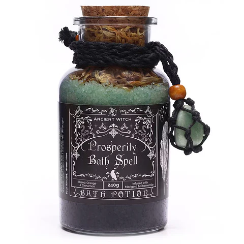 Poção de Banho Mágicas Ancient Witch e Amuleto de Cristal Aventurina - Prosperidade