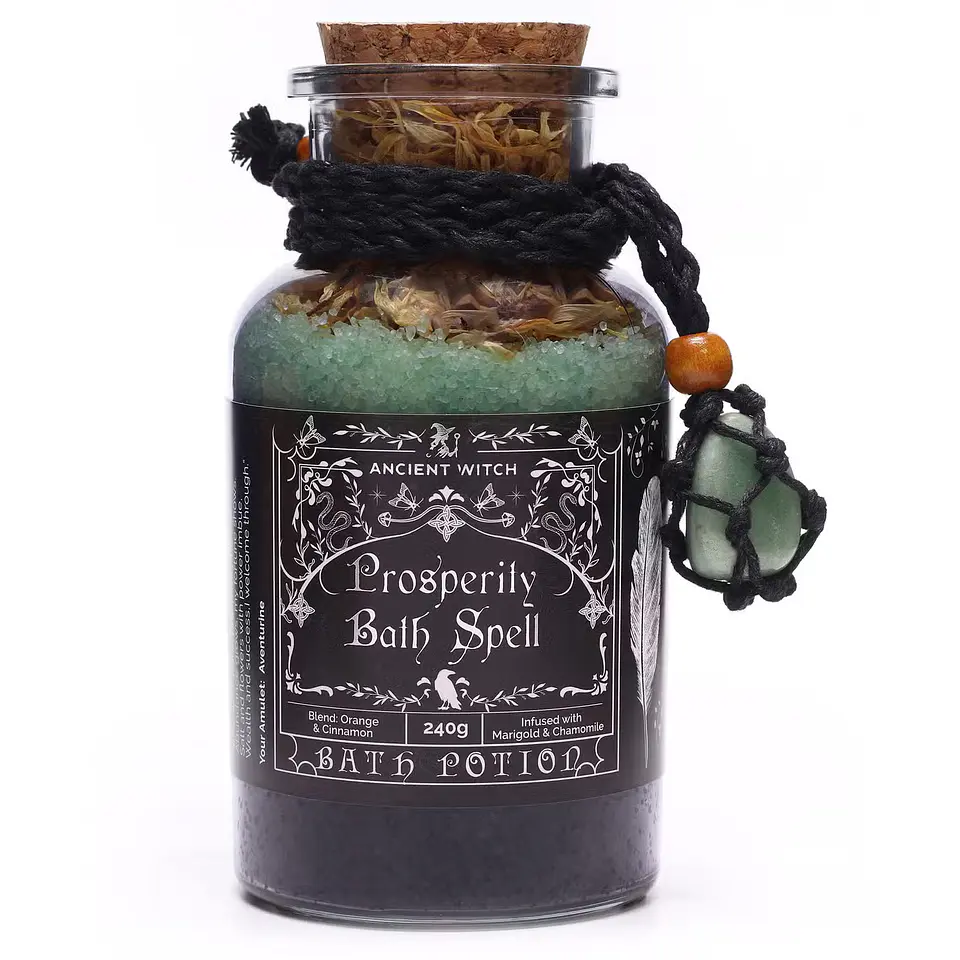 Poção de Banho Mágicas Ancient Witch e Amuleto de Cristal Aventurina - Prosperidade 1