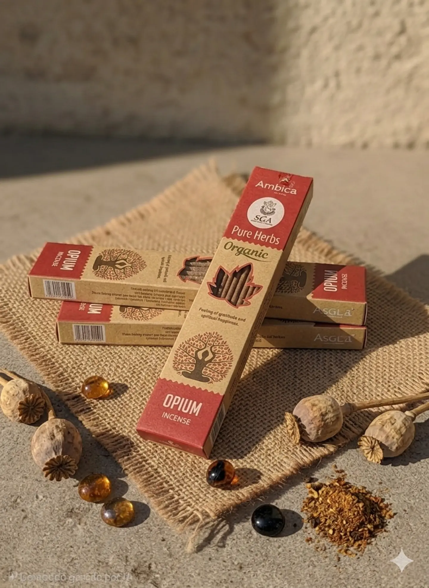 Incenso Orgânico Pure Herbs Ambica - Opium 1