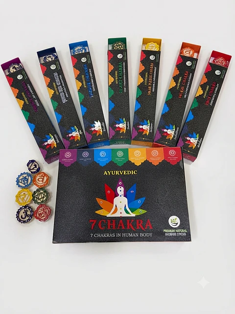 Incensos naturais ayurvédicos dos 7 chakras