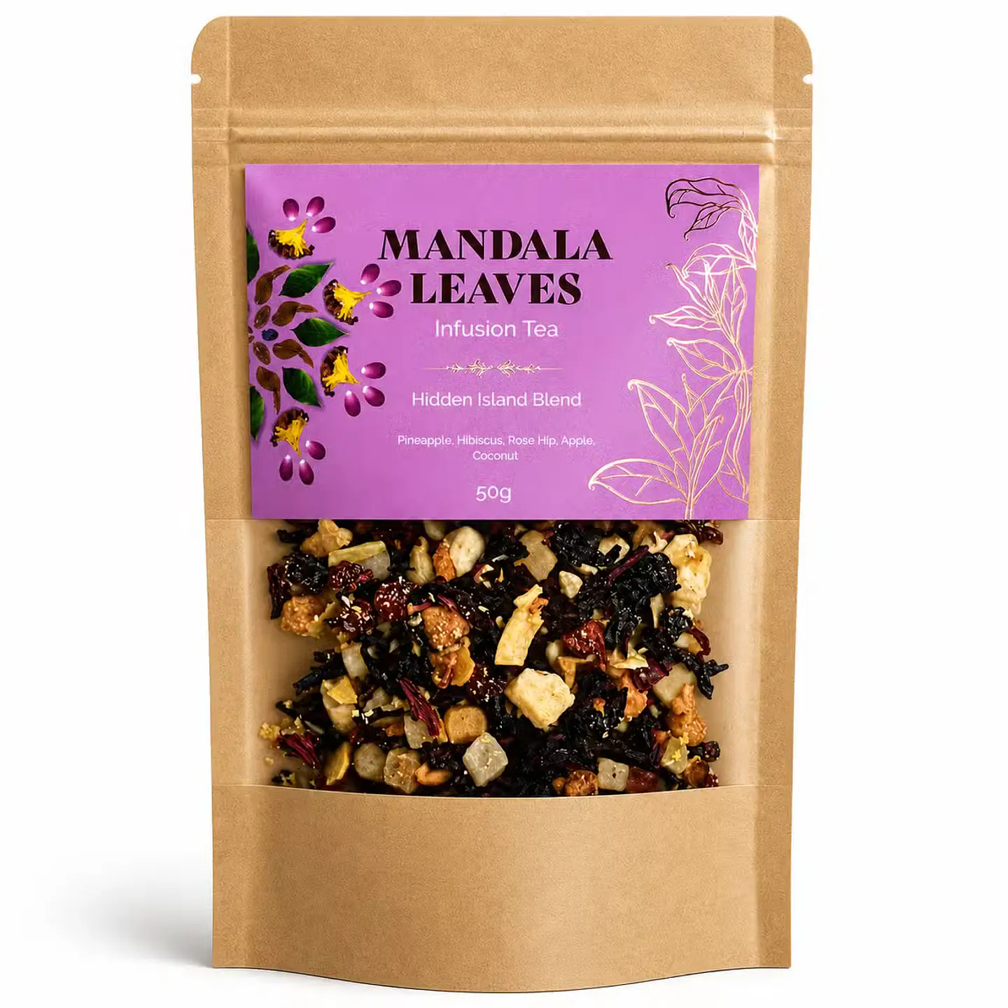 Chá Artesanal Hidden Islands Blend - Infusão de Piñacolada - 50grs 1