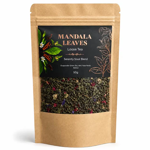 Chá Artesanal Orgânico Serenity Souk Blend - Pétalas de Chá Verde de Marrakech - 50grs