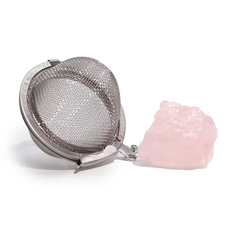 Coador de Chá com Pedra Natural - Quartzo Rosa