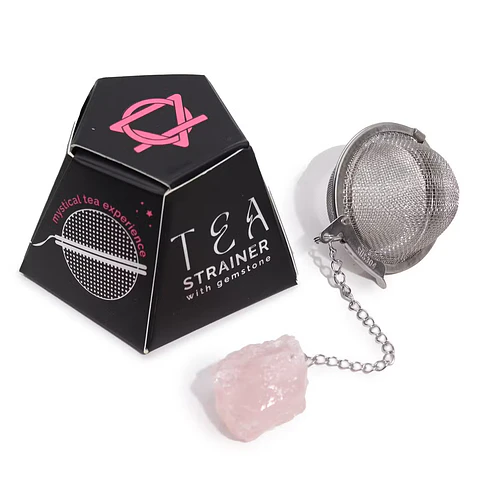 Coador de Chá com Pedra Natural - Quartzo Rosa