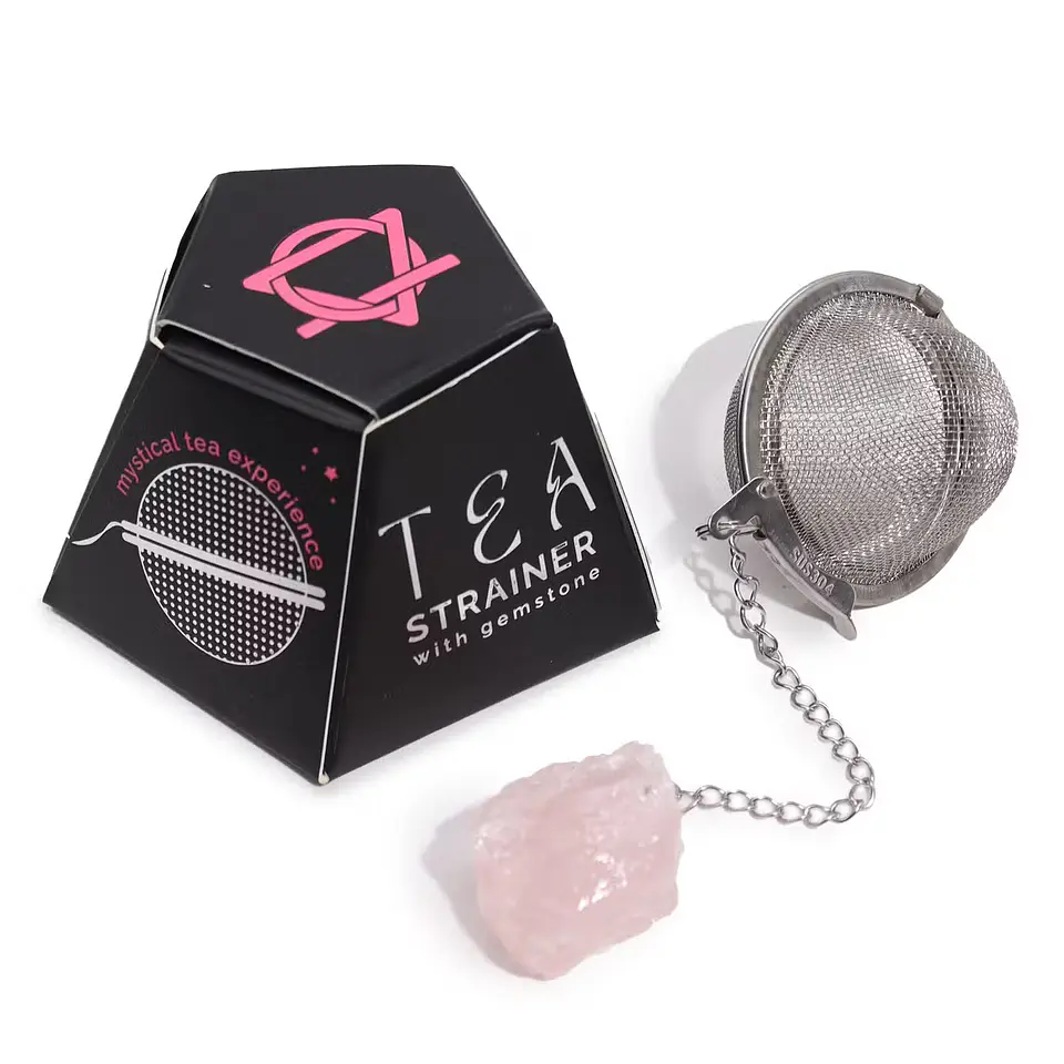 Coador de Chá com Pedra Natural - Quartzo Rosa 1