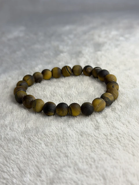 Pulseira de Olho de Tigre 8 mm Mate – Proteção e Prosperidade