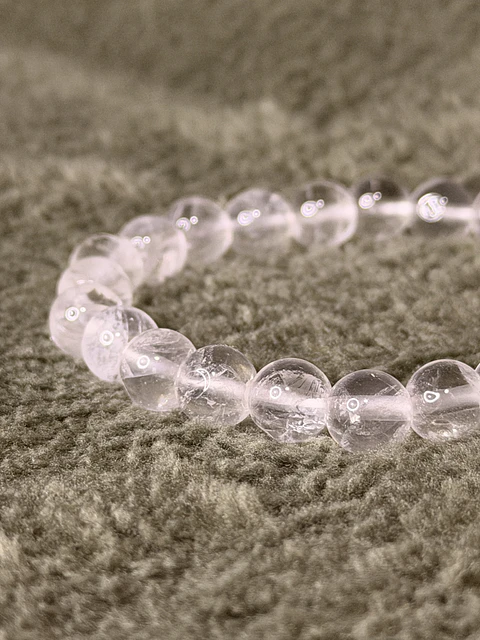 Pulseira de Cristal de Quartzo 8 mm – Limpeza Energética