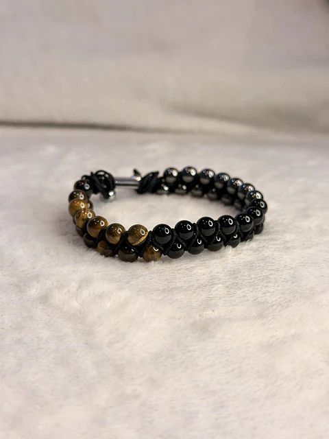 Pulseira de Olho de Tigre, Ónix e Hematite 4 mm – Proteção